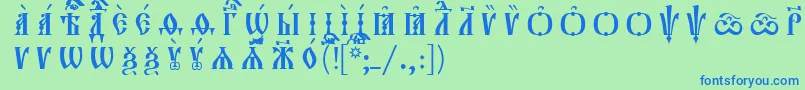 Шрифт Orthodox.TtIeucs8CapsР Р°Р·СЂСЏРґРѕС‡РЅС‹Р№ – синие шрифты на зелёном фоне